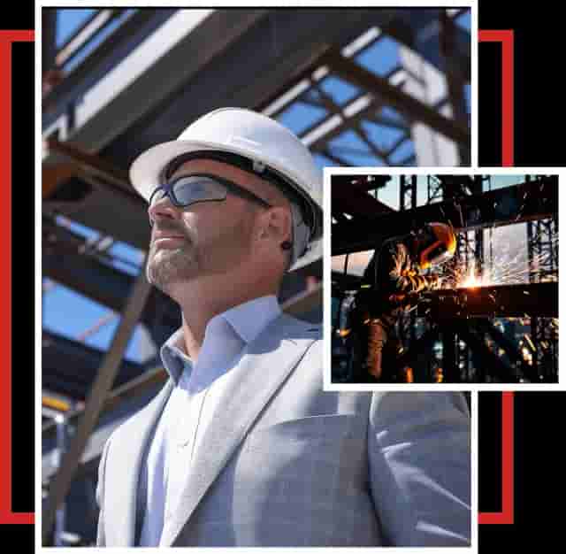Man in hard hat at construction site